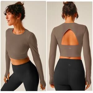 Beyond Yoga Olive-Brown Long Sleeve Crop Top